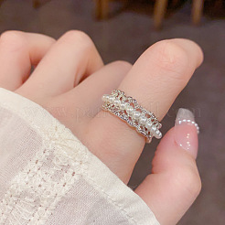 Латунные кружевные кольца-манжеты с имитацией жемчуга для женщин&nbsp;FS-WG6F3E9-02