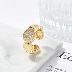 Открытые манжеты из латуни с микропаве и прозрачным цирконием для женщин&nbsp;RJEW-M026-01G-01