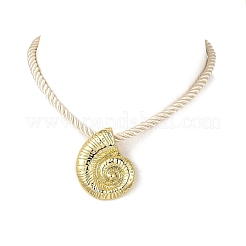 Halskette mit muschelförmigem Anhänger aus Messing und gedrehter Nylonschnur&nbsp;NJEW-JN06414