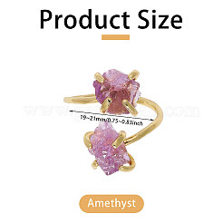 1 pezzo di anelli polsini in lega con perline di pietre preziose naturali grezze&nbsp;RJEW-PH0001-15A