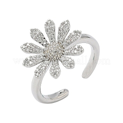 Открытые кольца манжеты из латуни с микропаве и кубическим цирконием RJEW-H256-06P