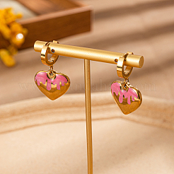 201 серьги-кольца в форме сердца из нержавеющей стали с эмалью&nbsp;JM4431