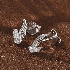 925 серьги-гвоздики из стерлингового серебра с прозрачным кубическим цирконием EJEW-Q032-01A-P
