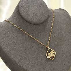 Латунные прозрачные кубические циркониевые подвески ожерелья для женщин&nbsp;LS-NJEW-R018-02G-02