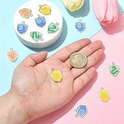20個4スタイルアロイペンダント  エナメル  鳥のチャーム付きバッジ  ゴールドカラー  ミックスカラー  23x16x1.5mm  穴：1.8mm  5個/スタイル&nbsp;FIND-CJ0001-43