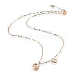Colliers à pendentif double lettre en laiton micro pavé clair zircone cubique&nbsp;NJEW-Z010-17