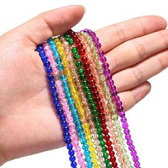 Bunte Crakle Glasperlen Stränge&nbsp;GGC4mm