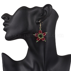 Гальванизированные стеклянные бусины звезды серьги-подвески&nbsp;EJEW-TA00667