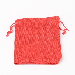 Polyester Imitation Sackleinen Verpackungsbeutel Kordelzugbeutel&nbsp;ABAG-R004-14x10cm-01