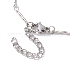 女性と男性のための真鍮リンクバーチェーンブレスレット  ステンレス鋼色  7-1/8インチ（18~18.1cm）&nbsp;BJEW-JB10274-02