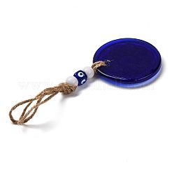 Плоский круглый с дурным глазом подвесной светильник украшение HJEW-Z005-01D