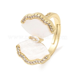 Offene Manschettenringe aus Messing mit Mikropavé und Zirkonia für Damen&nbsp;RJEW-F216-03G