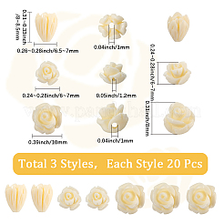 60 шт. 3 вида крашеных синтетических коралловых резных бусин&nbsp;CORA-SC0001-09