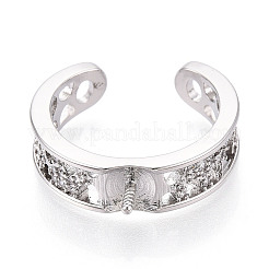 Оправы для колец-манжет из латуни с микропаве из прозрачного кубического циркония KK-T076-59P