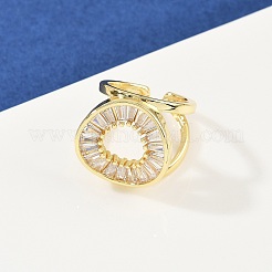 Манжеты из латуни с микро паве кубический цирконий для женщин&nbsp;RJEW-F186-06G