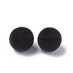 フロッキーアクリルビーズ  ラウンド  ブラック  14mm  穴：2mm&nbsp;OACR-L011-D-07