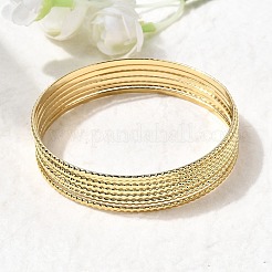 7 шт. браслетов из нержавеющей стали 201 для женщин&nbsp;BJEW-Z151-04G-01