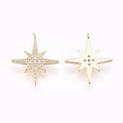 Pendentifs avec zircon cubiques à micro-pavés en laiton&nbsp;X-KK-P157-04G-NF