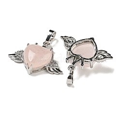 Натуральный розовый кварц с подвесками из прозрачного кубического циркония G-G133-02P-26