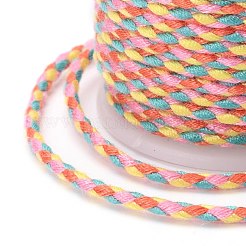メタリック糸を使用した4本撚りポリコットンコード  手作りマクラメ綿ロープ  ひも壁掛け用植物ハンガー  カラフル  1.5mm  約4.3ヤード（4m）/ロール&nbsp;OCOR-Z003-D11