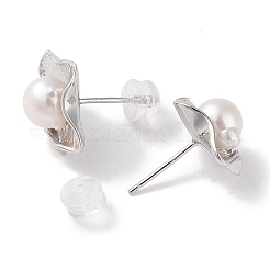 Anlaufgeschützte Ohrstecker aus Sterlingsilber&nbsp;EJEW-C087-08A-P