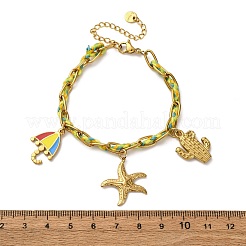 Браслеты с подвесками из эмалевой цепи из нержавеющей стали 304&nbsp;BJEW-L708-07G