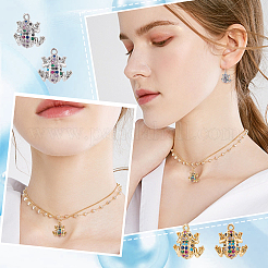 4 шт. 2-х цветные латунные микропаве разноцветные кубические циркониевые подвески&nbsp;ZIRC-BBC0001-10