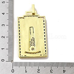 エナメルを使用した真鍮マイクロパヴェキュービックジルコニアペンダント  タロット  ショッキングピンク  39x22.5x3mm  穴：5x3mm&nbsp;KK-H458-03G-03