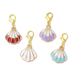 Подвесные украшения в форме раковины из сплава эмали&nbsp;HJEW-JM03252