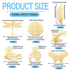 14 шт. 7 стиля латунных филигранных больших подвесок&nbsp;KKC-TA0001-06