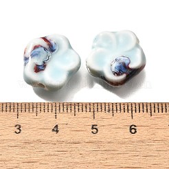 手作りの陶器ビーズ  花  アクア  14.5x15x6.5mm  穴：2mm&nbsp;PORC-H013-02-16