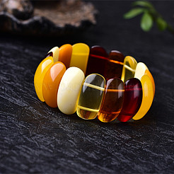 Bracelets extensibles rectangulaires en ambre synthétique pour femmes&nbsp;FIND-PW0021-03-1