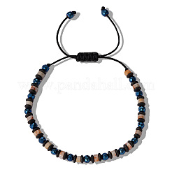 Braccialetti di perline intrecciate con pietre preziose naturali e perline di ematite sintetica non magnetica&nbsp;YO1115-1