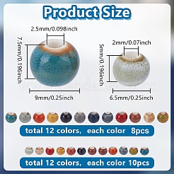 216 pièces 24 styles de perles en porcelaine faites à la main&nbsp;PORC-AR0001-18