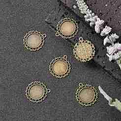 Lega rotonda e piatta impostazioni ciondolo cabochon di stile tibetano&nbsp;TIBEP-Q045-005AB-NR