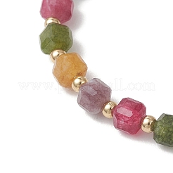 Эластичные браслеты для женщин из кубиков натуральных драгоценных камней и бусин из нержавеющей стали.&nbsp;BJEW-JB13348