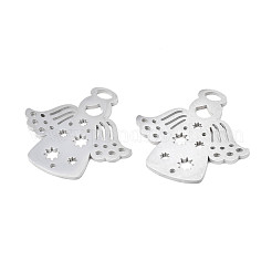 変色しない304ステンレススチールペンダント  天使  ステンレス鋼色  30x31x1.5mm  穴：2.5mm&nbsp;STAS-N095-093