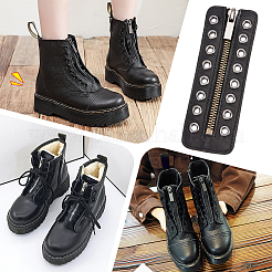 Schnürstiefel aus PU-Leder mit Reißverschlusseinsätzen&nbsp;DIY-WH0304-596B
