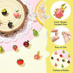 10 шт. 10 эмалевых значка с фруктовой тематикой&nbsp;JEWB-CJ0001-83