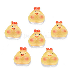 半透明の樹脂カボション  印刷  ひよこ  ゴールド  10x10x4.5mm&nbsp;LS-CRES-N030-016