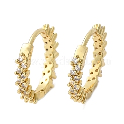 Серьги-кольца Huggie из латуни с прозрачным фианитом и прозрачным фианитом EJEW-L231-44G