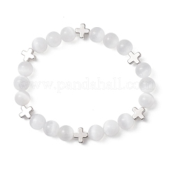 Браслеты из натуральных селенитовых бусин&nbsp;BJEW-JB13212