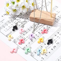 不透明樹脂ペンダント40個  音符  プラチナ鉄ループ付き  ミックスカラー  13.5x18.5x4.5mm  穴：2mm&nbsp;RESI-CJ0005-30