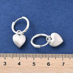 真鍮ペンダント フープピアス  ハート  銀  22.5x9.5mm&nbsp;EJEW-B120-08S-01