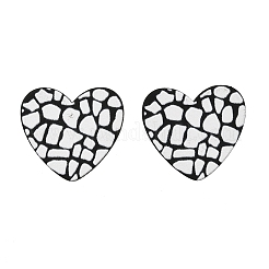 Серьги-гвоздики с акриловым принтом в виде сердца для женщин EJEW-G418-01F