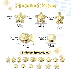 15 шт. 5 стиля стойки гальванизированные сплавные бусины&nbsp;FIND-YW0006-09