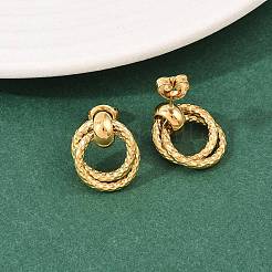 Серьги-гвоздики с текстурированными кольцами из нержавеющей стали 304&nbsp;EJEW-P324-04G