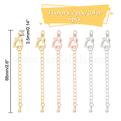 6 шт. 3-х цветный латунный удлинитель цепи KK-NB0003-14