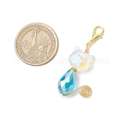 Подвесные украшения из гальванического стекла&nbsp;HJEW-JM03599-01