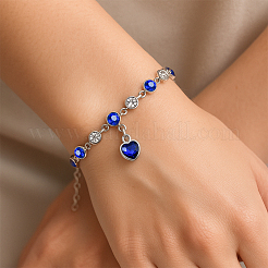 2шт 2 цвета сердце сплава стразы подвески браслеты&nbsp;BJEW-HY0001-06